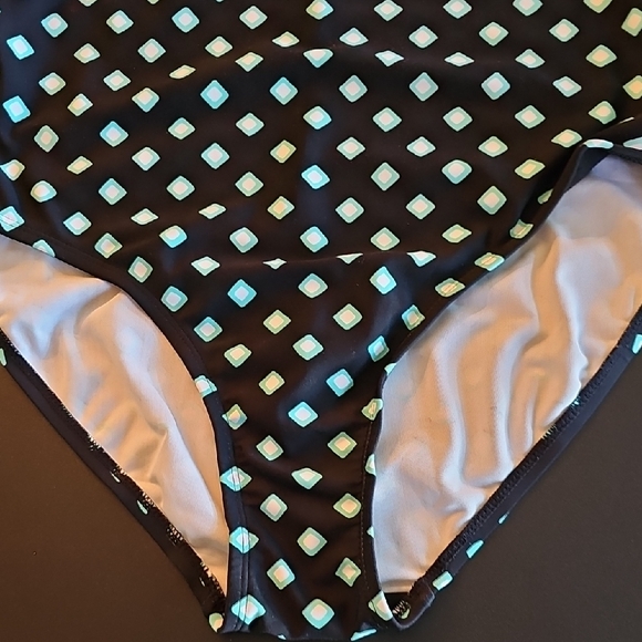 Swimwear Black and Blue Patterned Swimsuit.  Adjustable Straps. - Picture 4 of 5